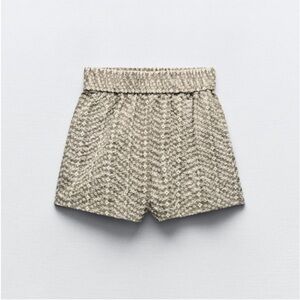Zara, light khaki, EMBROIDERED EYELET SHORTS, Small